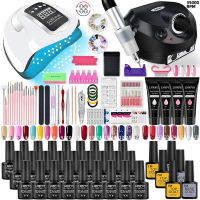 ชุดทำเล็บอะคริลิค Poly Kit With Nail Lamp Nail Extension Glitter Gel UV Building Gel Kit Manicure Tools Set