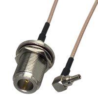 RG316 Cable N Female Jack Bulkhead to CRC9 Male Plug Right Angle Connector RF Coaxial Pigtail Jumper Adapter Wire New 4inch 5M