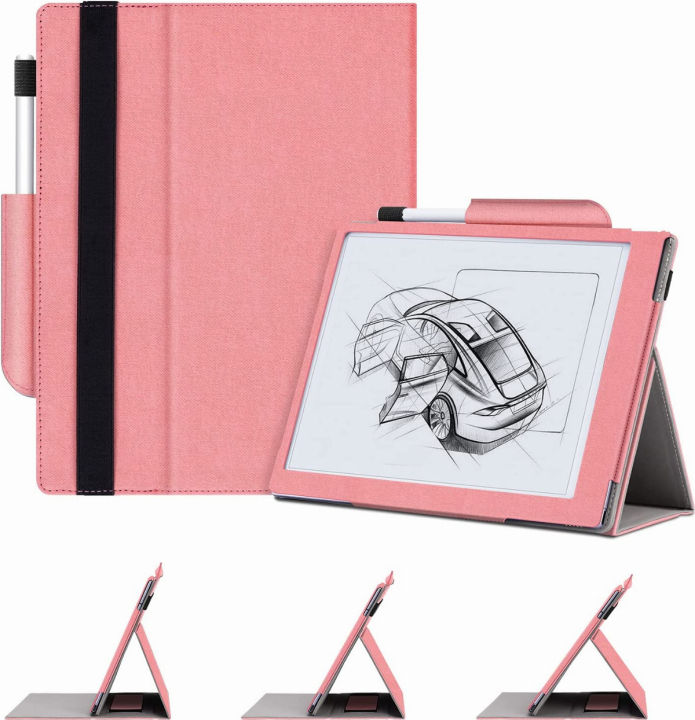 ayotu-folding-case-for-remarkable-2-paper-tablet-10-3-2020-released-with-multi-angle-foldable-design-premium-pen-holder-hand-rest-function-smart-elastic-band-not-fit-for-remarkable-1-pink-pink-remarka