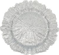 13" Round Sliver Charger Plates Plastic Reef Chargers for Dinner Plates, Table Setting For Wedding, All Holidays