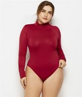 Plus Size 6XL Casual Jumpsuit Women Long Sleeve High Neck Zip Sexy Bodysuit Stretch Solid Color Sexy Female Romper Large Size