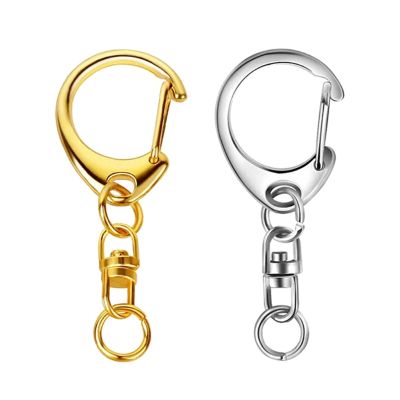 10 Pcs Key Ring with Chain D Snap Hook Split Keychain Metal Key Ring Hardware with 8mm Open Jump Ring and Connector