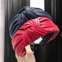 【CW】 Cross-border European and hot style imitation leather knotted headband Fashion twisted wide-brimmed