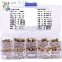 50pcs/200pcs/500pcs M2 M2.5 M3 Brass Knurl Insert Nuts Threaded Assortment Set Kit with Plastic Box