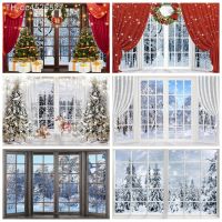 ✈✎ Landscape Window Backdrop Snow Scenery Photography Background for Kids New Year Photo Studio