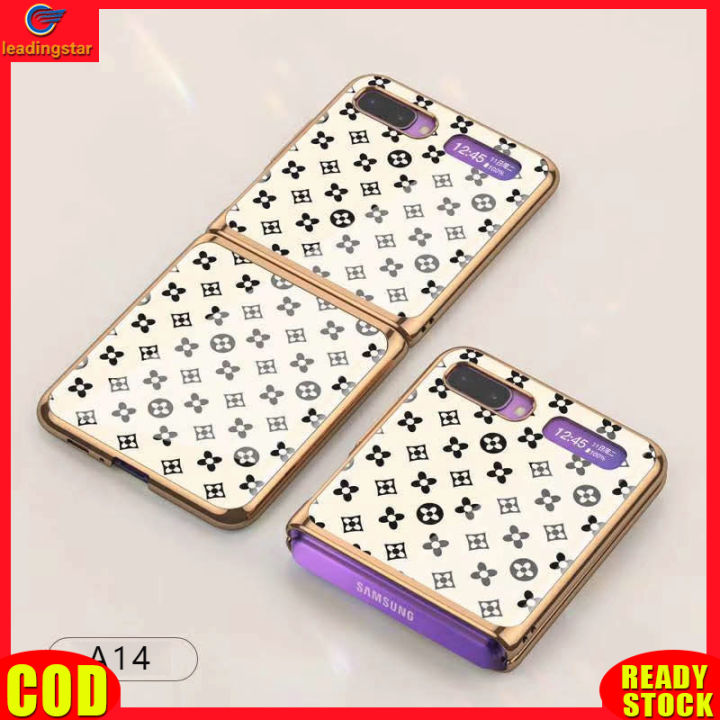 leadingstar-rc-authentic-for-samsung-galaxy-z-flip-foldable-cellphone-shell-electroplated-painted-folding-phone-case