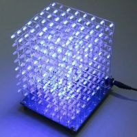 3d Led ทรงสี่เหลี่ยม8X8X8 Led ลูกบาศ์ก3d ไฟ Led สี่เหลี่ยมสีฟ้าของตกแต่งงานปาร์ตี้อิเล็กทรอนิกส์ความสามารถในการกระตุ้นข่าวแปลกใหม่ไฟ Led 3มม.