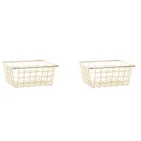 Storage Basket Solid Color Household Iron Basket Storage Box Bedroom Bathroom Gold