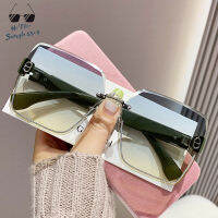 Hello-Sunglasses แฟชั่นรุ่นใหม่แว่นตากันแดดไร้ขอบสำหรับผู้หญิงกันแดดเฟรมขนาดใหญ่ขนาดใหญ่ป้องกันรังสียูวีกรอบแว่นกันแดดชายหาดการขับขี่สำหรับผู้หญิง