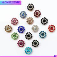 KLOMKZ 10PCS 14mm ก้นเหล็ก ที่เป็นประกาย เครื่องประดับหมวก พลอยเทียม ปุ่ม หินแก้วคริสตัล ตกแต่งเสื้อผ้า