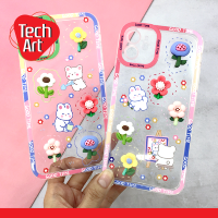 Iphone i6+ / i7+ / i11 / i13 เคสมือถือนิ่มใสกันกล้อง ซิลิโคน TPU ติดการ์ตูนดอกไม้นูน ลายสุดน่ารัก