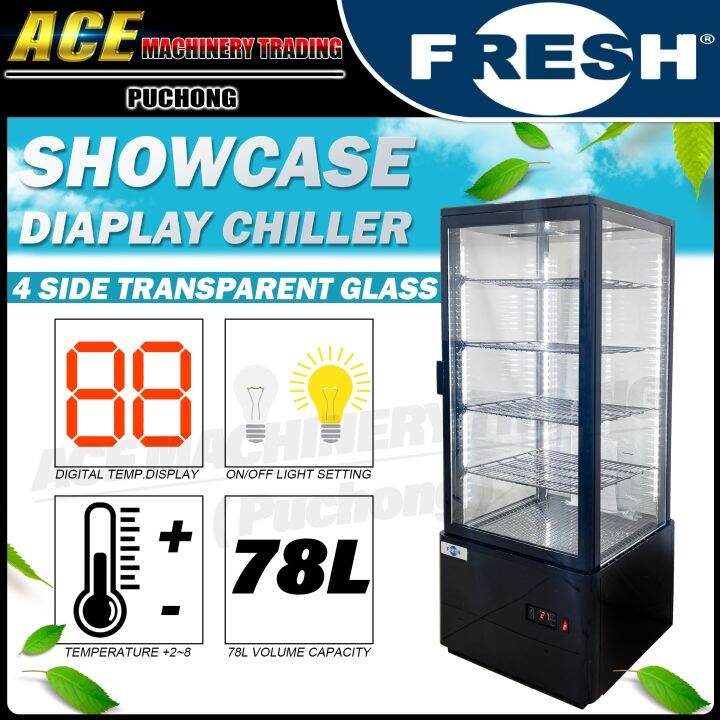 FRESH 4 Side Transparent Glass Display Cooler Showcase Display Chiller