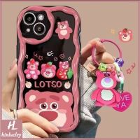 Lotso เคสสำหรับ iPhone 11 7Plus 7 8 Plus XR 12 13 14 Pro Max 6 6S X XS MAX SE 2020ตุ๊กตาการ์ตูน3D นุ่มฝาหลังสร้างสรรค์พร้อมสายรัดข้อมือ