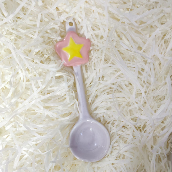 dessert-spoon-pink-spoon-lovely-spoon-girls-spoon-star-spoon-childrens-spoon-ceramic-spoon