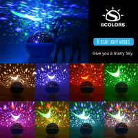 Kids Night Light 360-Degree Rotating Projector 8 Colors Changing with USB Cable, Children Baby Bedroom and Party Decorations