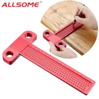 ALLSOME Woodworking Scriber Tool Metal Ruler 160Mm Hole Scribing T-Type Gauge Aluminum Crossed Feet Metric Measuring Hand Tools