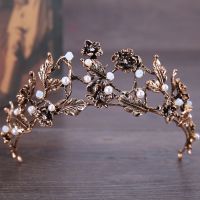 Vintage Crown Wedding Hair Accessories Crystal Pearl Headdress and Crown Bride Crown Queen Crown Jewelry Party