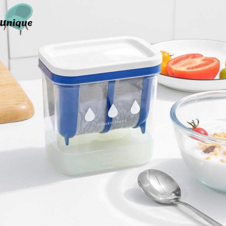 UNQCSA Blue Japanese Yogurt Strainer Box Mesh Sieve Cuboid Whey