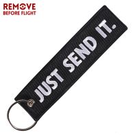 1 PC Motorcycle Keychain Jewelry Embroidery JUST SEND IT Black Car Key Chain For Women Gifts Luggage Tags Pink Key Chains