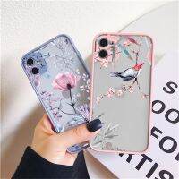 【CC】 Birds Watercolor Painted Pattern iPhone X XR XS MAX 7 8 SE2 12 13 14 mini Back Hard Cover