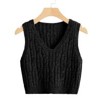 [COD] Cross-border 2022 European and ladies V-neck solid vest sweater casual fashion hollow pullover sleeveless top