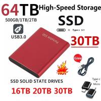 SSD ใหม่พกพา1TB HD USB3.1ภายนอกแบบพกพา2TB 4TB 8TB ฮาร์ดดิสก์ภายนอก Type-C 16TB SSD โน้ตบุ๊คไดรฟ์สำหรับโน๊ตบุ๊ก