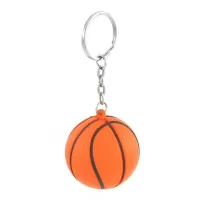 Orange Black Basketball Shape Sport Stress Ball Link Chain Key Ring