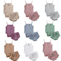 3M-24M 2PCS Summer Newborn Kid Baby Girls Clothes Knitted Crop Tops + Shorts Outfits  by Hs2023