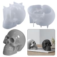 【YY】Handmade Skull Head Ornaments Epoxy Resin Silicone Candle Mold Halloween Home Decorations Soap Plaster Candle Silicone Mould