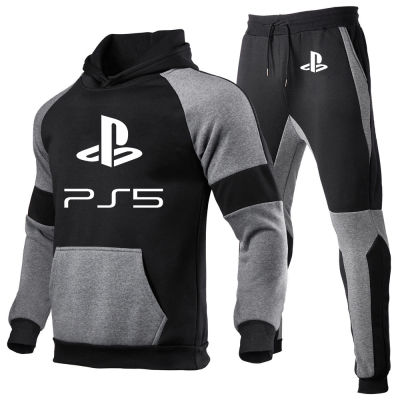 Spring and Autumn PlayStation Logo Tracksuit Men Fashion Hoodies Men Suits Brand Sets Men Sweatshirts+Sweatpants Hooded Pullover