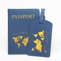 เคสพาสปอร์ตแผนที่พร้อมป้ายกระเป๋า PU ปกหนังสือเดินทางหนังบล็อกการ์ด Dompet Travel ออแกไนเซอร์ใส่สมุด
