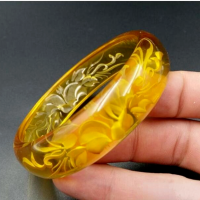 Wholesale High-grade Exquisite High Ice Transparent Beeswax Amber Bracelet Beeswax Carved Bracelet Magnolia Bracelet for Women