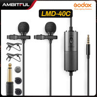 Godox LMD-40C ไมโครโฟนคอนเดนเซอร์แบบคลิปออนไมโครโฟนสายคล้องคอ3.5มม. สำหรับสมาร์ทโฟนคอมพิวเตอร์บันทึก Vlog กล้องถ่ายวิดีโอ DSLR เสียง