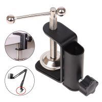 1pc Cantilever Bracket Clamp with Hole Adjustable Thumb Screws Non-Slip Mat for Mic Stand Desk Clip