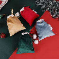 Chocolate Bag Christmas Eve Bucket Bag Storage Bag Velvet Candy Bag Hairball Drawstring Bag Christmas Candy Bag