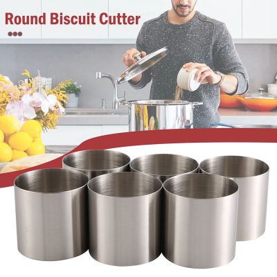 6 Pieces Round Biscuit Cutter Stainless Steel Mousse Ring Mini Circle Cookie Cutters Frying Egg Rings Baking Tool