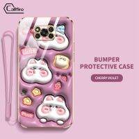 Callfire เคสใหม่สำหรับ Xiaomi POCO X3 Pro POCO X3 NFC Strawberry ไอศกรีมขนมลายฝาครอบป้องกันเคสนิ่มเคลือบอิเล็คโทรเพลทหรูหราป้องกันการตกและการชนฟรีสายคล้องสาย