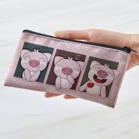 Pink Pig Coin Purse Women Mini Canvas Card Holder Small Wallet Pouch Daily Storage Bag Kawaii Pen Bag For Kids Girl Cosmetic Bag