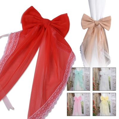 Elegant Lace Bow Flower Window Curtain Tie Backs Straps White Pink Romantic Mesh Curtain Accessoires Holder Home Wedding Decor
