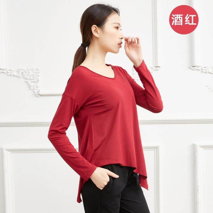 welfare-modern-dance-clothes-v-neck-irregular-loose-lazy-dance-blouse