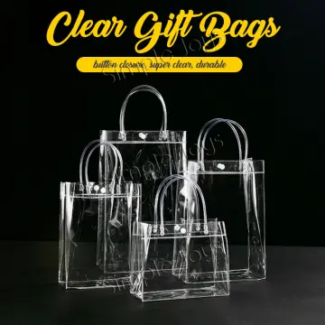 6 Pack Clear Gift Bags with Handles 7 x 8 x 4 inch Transparent Gift Bag  Heavy Duty Gift Wrap Bags Large Reusable Plastic Bags for Bridal Party Baby  Shower Wedding Birthday