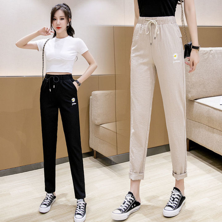 กางเกงผู้หญิง-กางเกงขายาว-ผ้านิ่มใส่สบาย-กางเกงแฟชั่นกางเกงผู้หญิงทรงเกาหลี-ฟรีไซด์เอวยืดไซด์ใหญ่-ทรงวัยรุ่น-my001