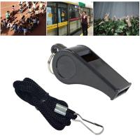 Eco-friendly Survival Whistle Black Color Outdoor Whistle Buckle Design Warning Plastic Sports Whistles with Hanging Rope Survival kits