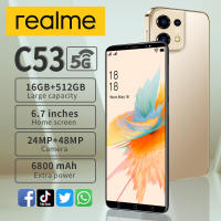 โทรศัพท์ Realme C53 5G smartphone เต็มหน้าจอ6.7-inch (Ram16GB+ Rom512GB)โทรศัพท์บางๆ 4G/5G ทำงานได้เร็ว กล้อง HD ปลดล็อคด้วยใบหน้า เล่นเกม มีเมนูภาษาไทย รองรับแอปธนาคารได้ ระบบนำทาง GPS ใส่ได้สองซิม ส่วนลด ราคาถูกๆ ประสิทธิภาพดีๆ โปรโมชั่นโทรศัพท์