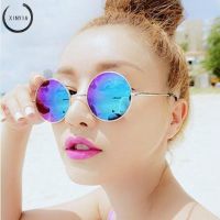 [Bayar di Tempat] Kacamata Wanita Pria Hitam Retro a Warna Frame Bulat Women Sunglasses