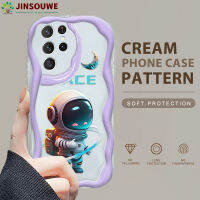 เคสมือถือปลอกสำหรับ Samsung Galaxy เคสมือถือ S21อัลตร้า5G S21ultra5g สำหรับการ์ตูนเด็กหญิงเด็กชายนักบินอวกาศเนื้อครีมฝาครอบนุ่มขอบลอน