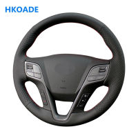 DIY Hand-stitched Black Soft Artificial Leather Car Accessories Steering Wheel Cover For Hyundai Santa Fe 2013 Grand ix45