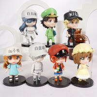 Cells At Work! Japan Anime Figure PVC Toys Kawaii Red Blood Cell Plaet Leukocyte Room Decor Dolls Gift for Boys 7pcsset