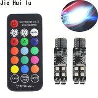 (Premium car)1ชุดออกแบบใหม่ RGB T10 W5W 3535 10SMD RF สีสันสดใสสำหรับรถยนต์ไฟ LED Marker ตำแหน่งด้วยรีโมทคอนโทรล DC 12V