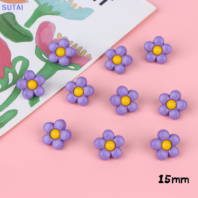 💖【Lowest price】SUTAI เสื้อโค้ทของเด็ก18 15มม. 10ชิ้นกระดุมดอกไม้หลากสีสำหรับเสื้อผ้าเด็กเสื้อสเวตเตอร์น่ารักตกแต่งชุดอุปกรณ์ตัดเย็บ